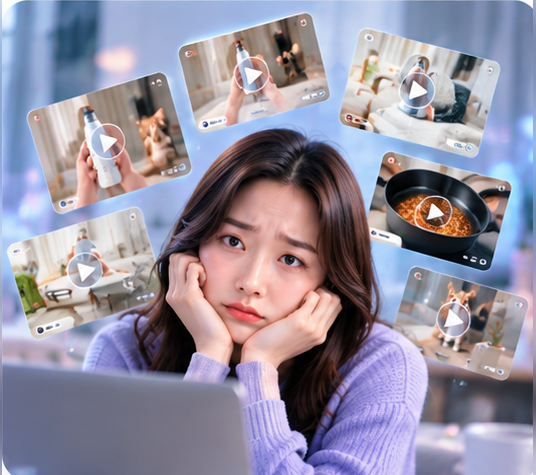 대본 작성의 어려움을 표현한 상황 일러스트