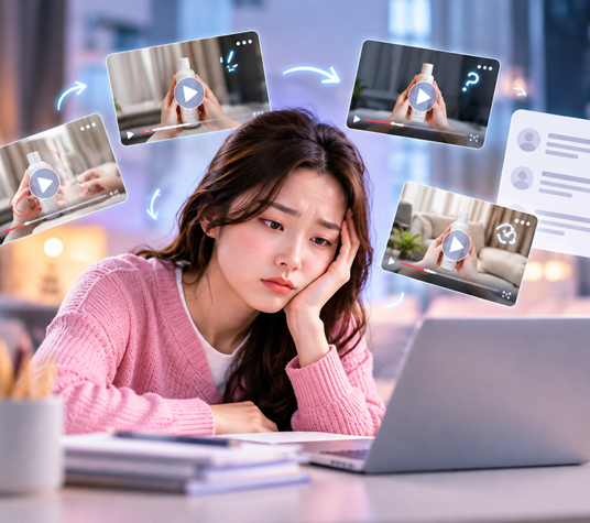 반복 수정의 어려움을 표현한 상황 일러스트